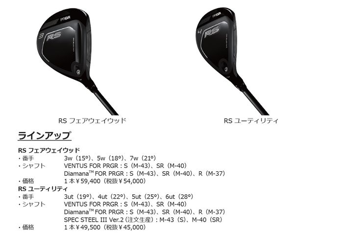 おまとめ♡ 写真] 高初速・高打出しに弾道調整機能も拡充！ プロギア『RS』FW＆UT、7