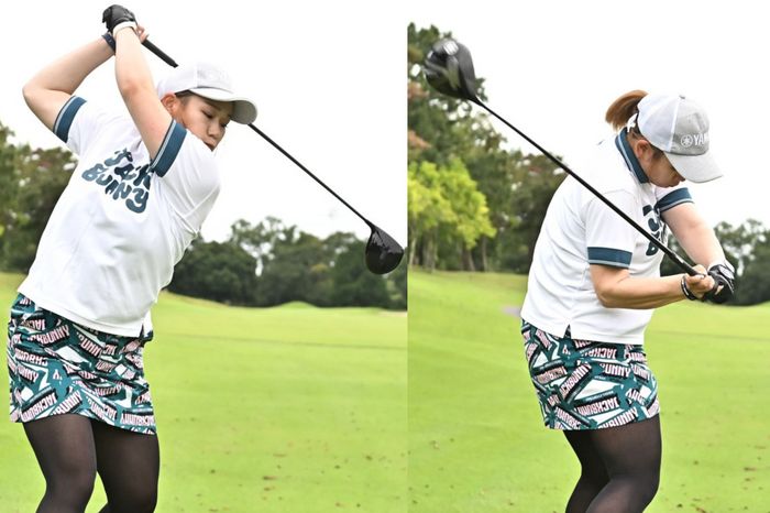 身長156㎝、最長382ヤード！ 柳井紗奈はわざと右ワキを空けた