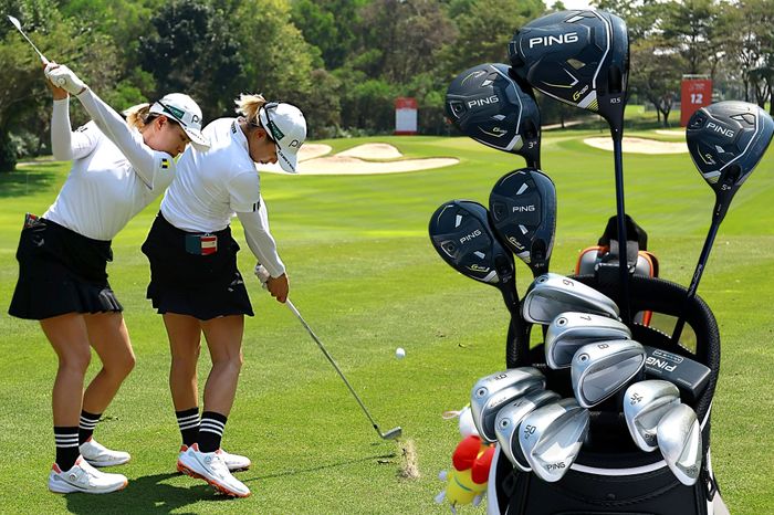 今年初戦の「ホンダLPGA」で撮影すると、トップが高く、クラブセッティングも様変わり!(福田文平)