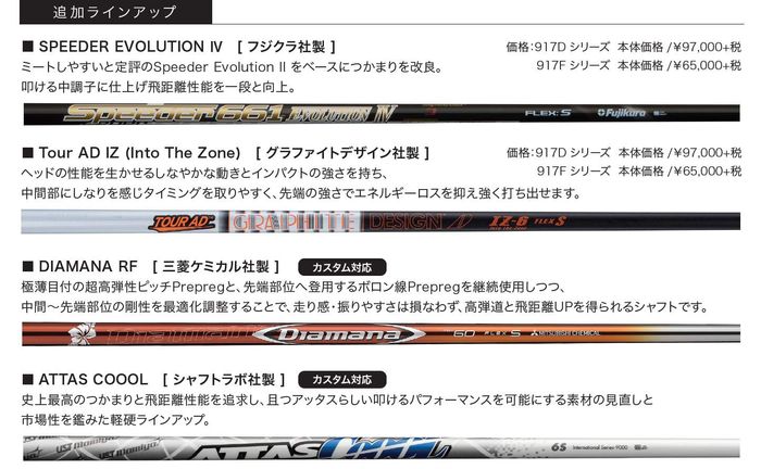 タイトリスト『917シリーズ』に新シャフトが追加ラインアップ。気に