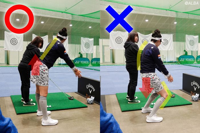 お尻が下がって、ヒザが曲がると肩甲骨が使えない。お尻を上に出して背骨を張ると、肩甲骨が使えてくる