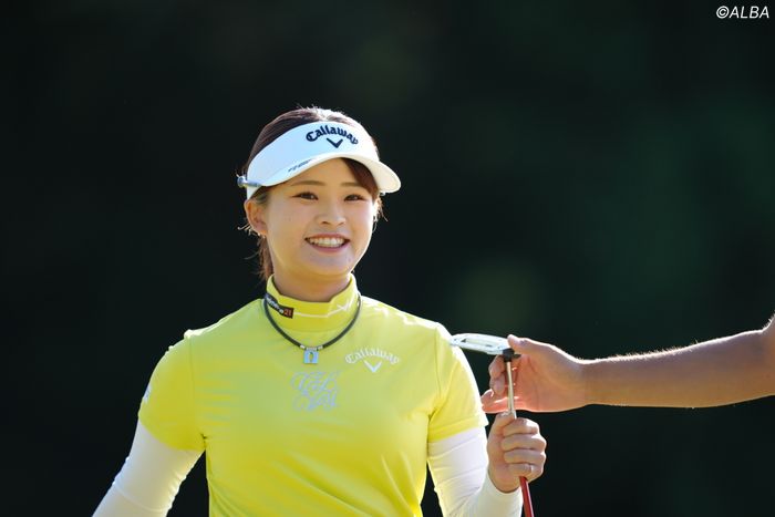 政田夢乃選手　ネームボール 私が使っているボールは Callaway の CHROME TOUR X です