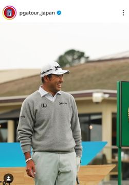 真剣モードの松山英樹も思わず笑顔に【写真:PGAツアー日本版の公式Instagram(@pgatour_japan)より】