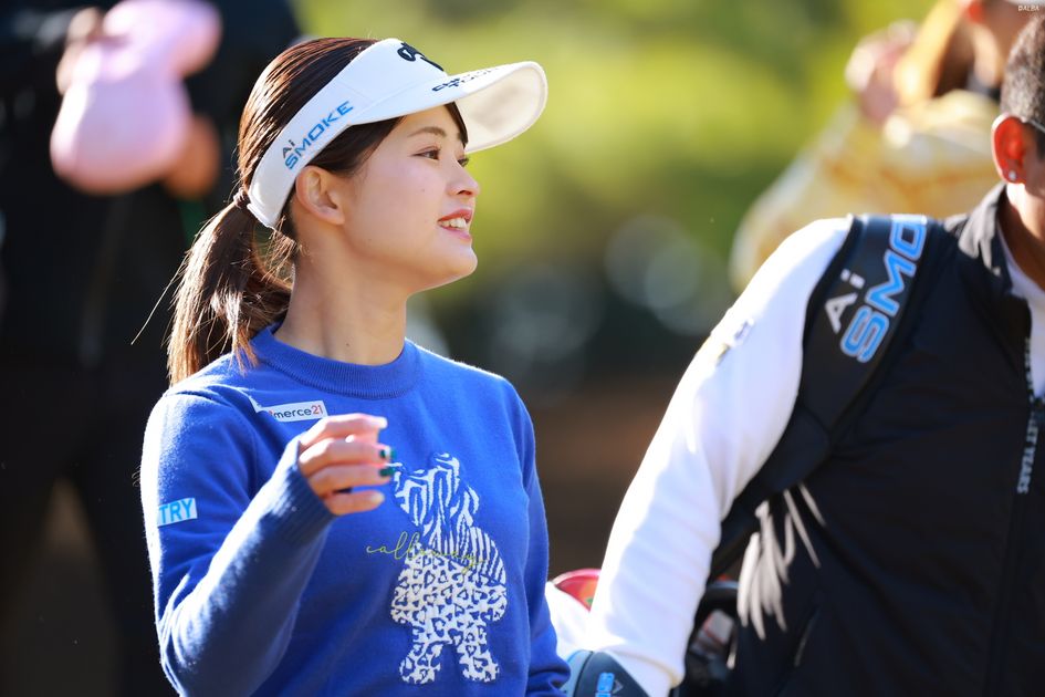 政田夢乃選手　ネームボール 私が使っているボールは Callaway の CHROME TOUR X です